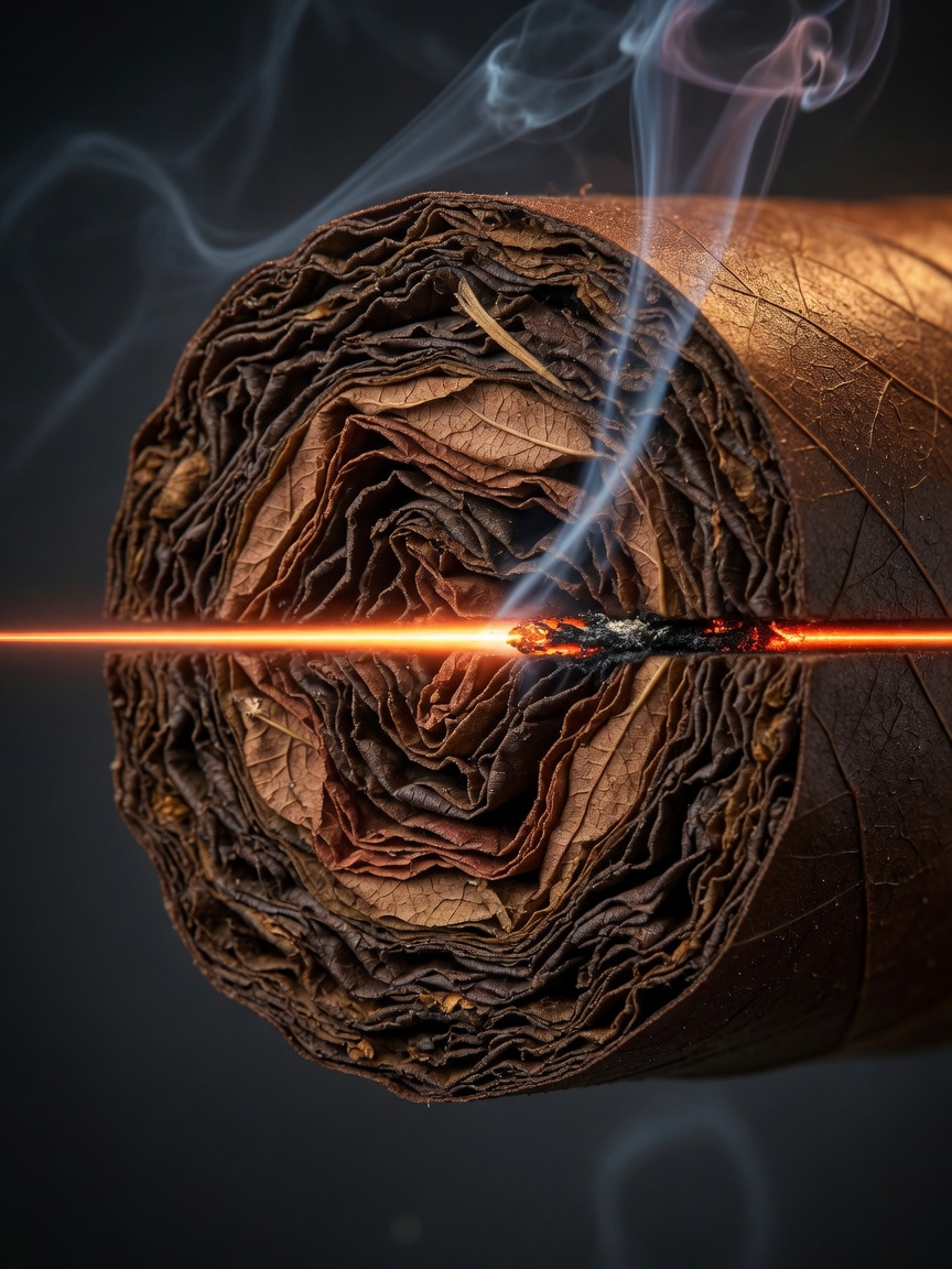 Cigar construction profile: filler density and wrapper tension together determine burn evenness and duration