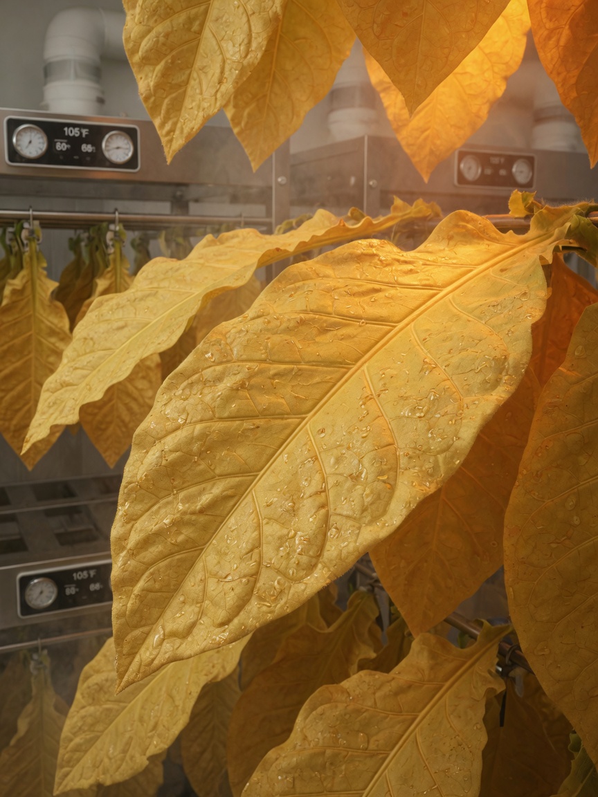 Precise temperature and humidity control during the color-fixing stage is the micro-chemical art that determines tobacco leaf quality.