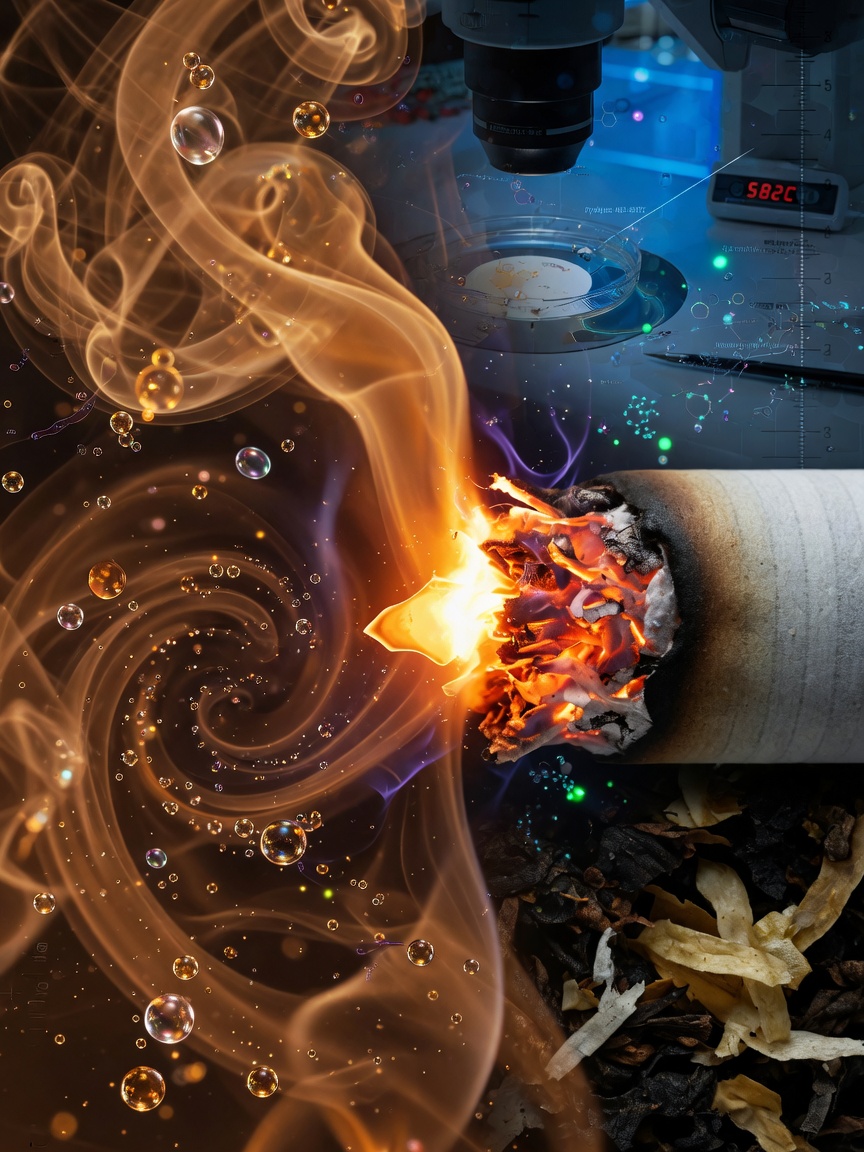 Under infrared thermography, the temperature at the cigarette burning coal jumps violently between 650°C and 920°C as the puffing frequency changes
