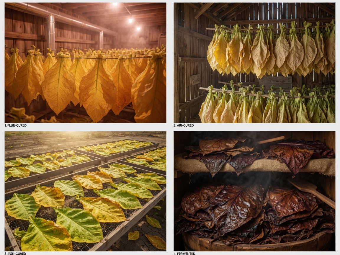 Comparison of four tobacco processing methods: Flue-cured, Air-cured, Sun-cured, and Fermented
