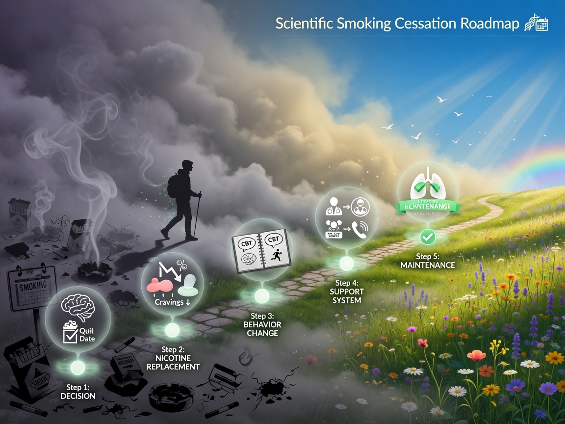 Scientific smoking cessation roadmap: Clear stage division transforms quitting from a willpower sprint into an executable system engineering project.