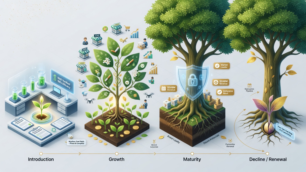 Schematic diagram of profit curve changes at each stage of the product lifecycle