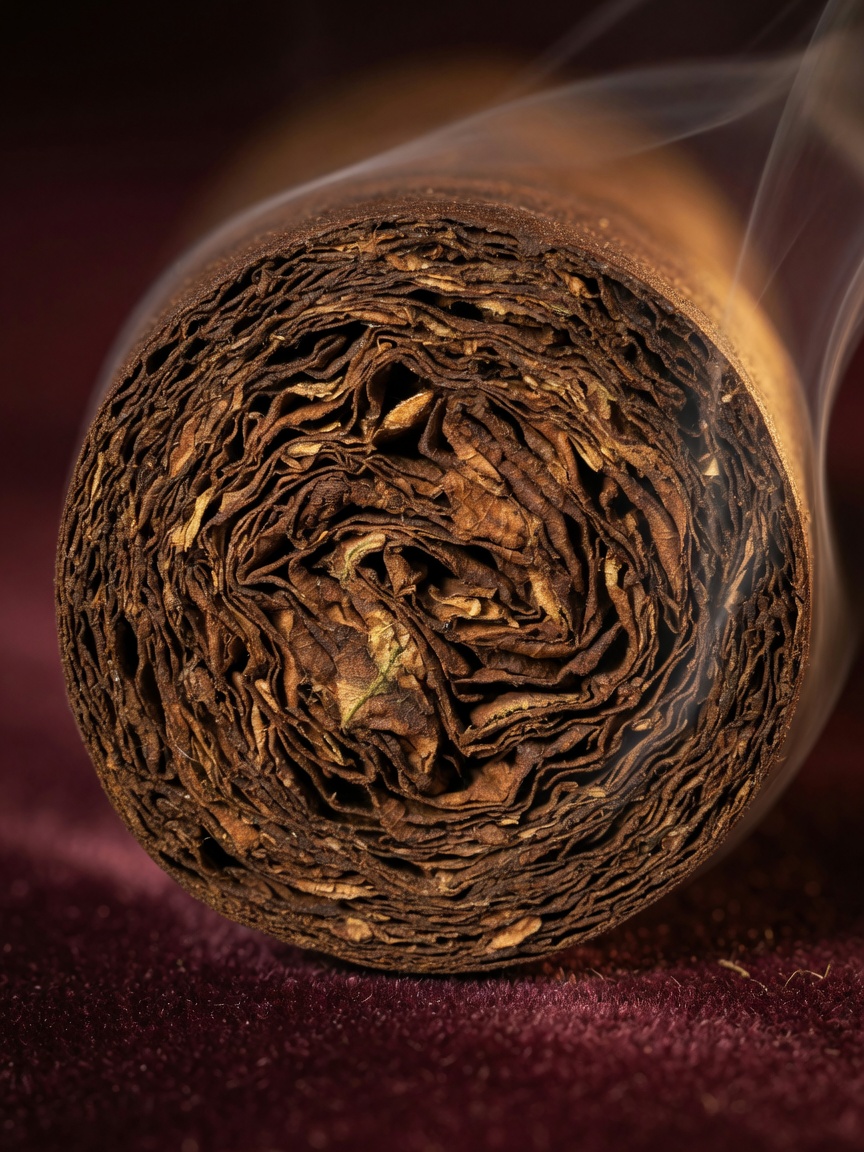 Correlation between cigar fill density and burn cone — uniform density delivers stable combustion